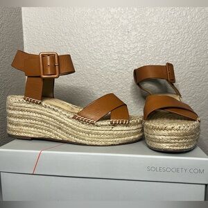 Sole society, wedge heel, cognac brown, size 7.5